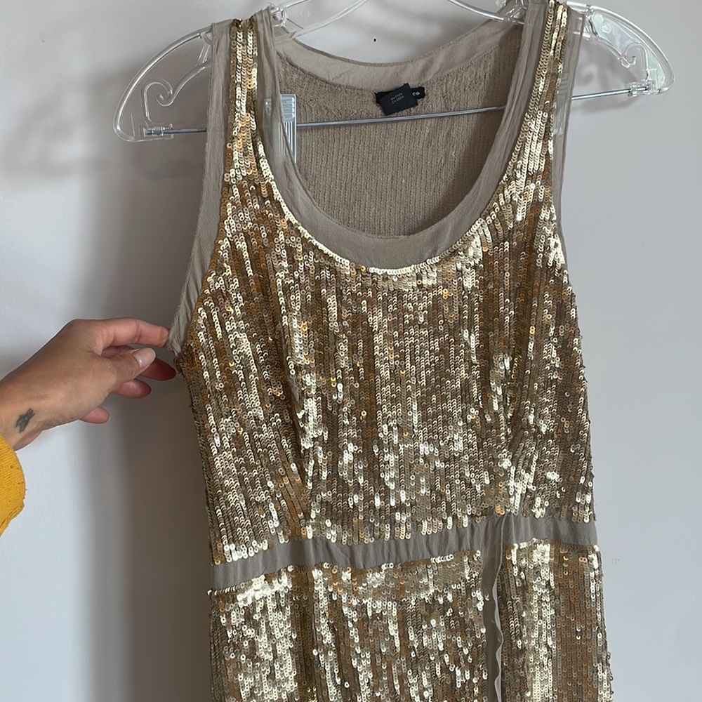 Gold Silk and sequin dress CLUB MONACO - Picture 2 of 4